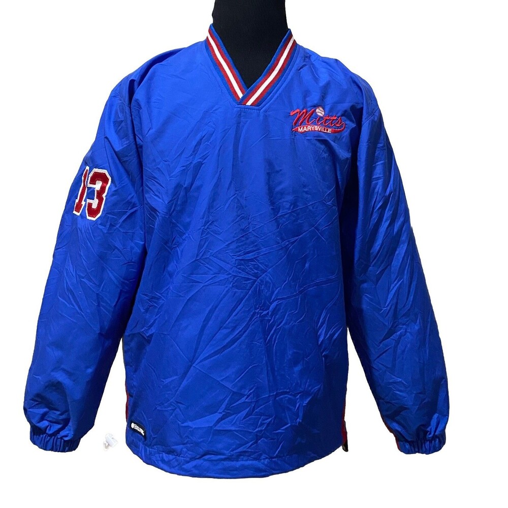 Holloway Marysville Mitts Baseball Pullover Men S Blue V Neck Windbreaker Jacket